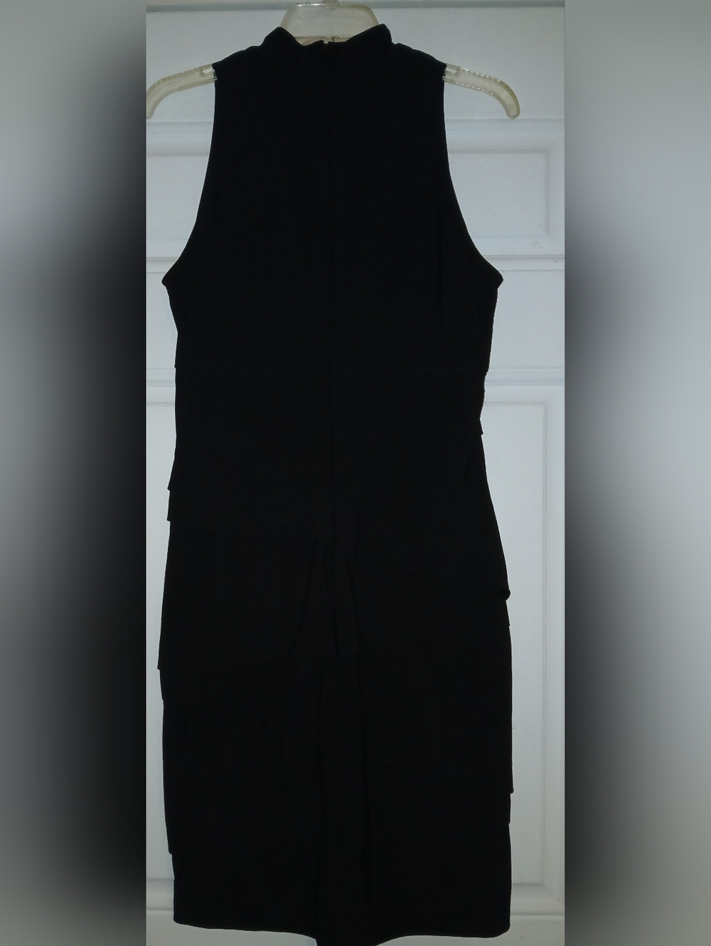 White House Black Market Women's Black Tierred Sleeveless Keyhole Dress 14